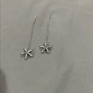 Silver Star Drop Earrings